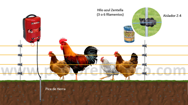 cercado eléctrico fijo para gallinas