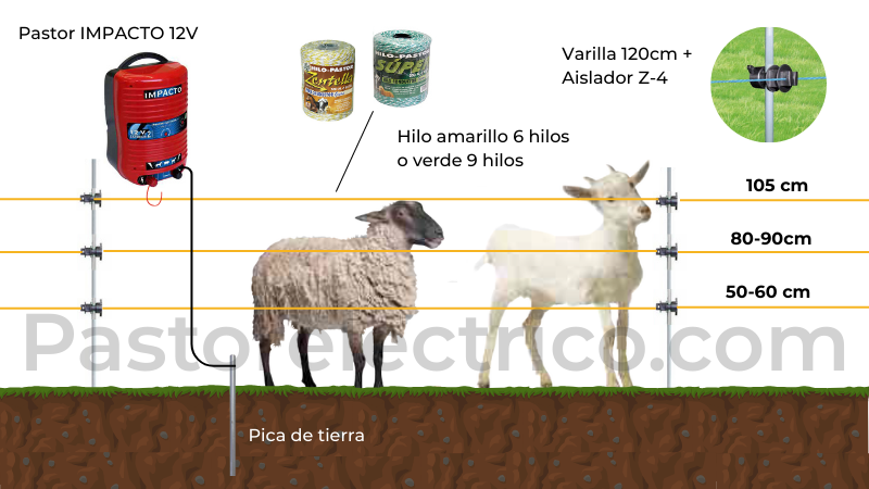 cercado eléctrico con pastor eléctrico para cabras y ovejas domésticas