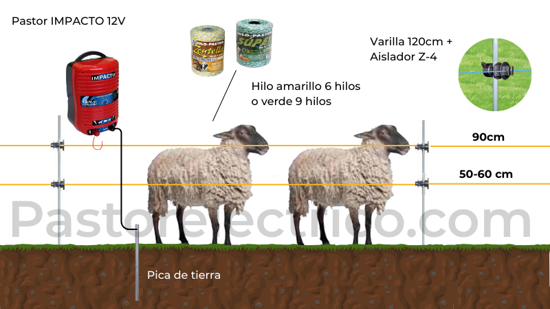 cercado eléctrico para ovejas con pastor eléctrico